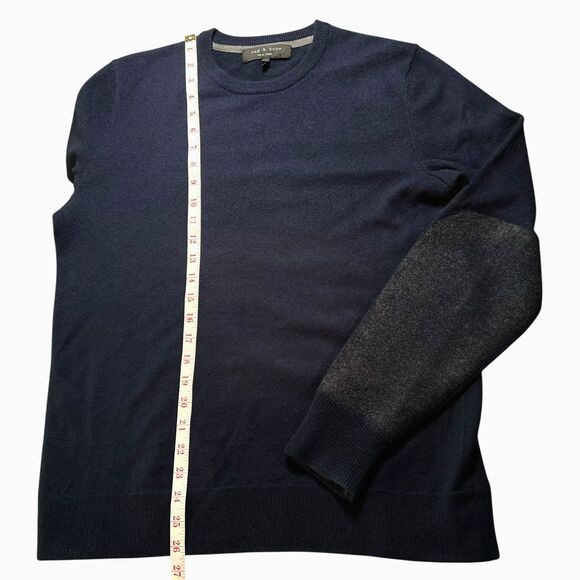 Rag & Bone Merino Wool Crewneck Sweater Arm Lt Color Block Size Medium Navy Blue - Picture 12 of 13